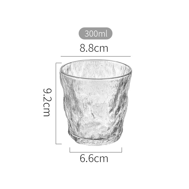 日式透明冰川玻璃杯家用喝水杯子夏日啤酒杯红酒杯果汁杯树皮纹杯详情5