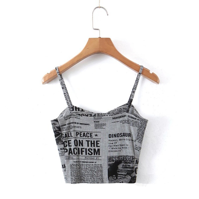 Newspaper Letter Print Slim camisole NSXDX117543