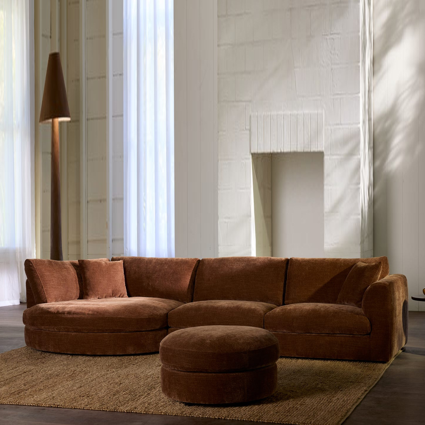 American Minimalist Designer Living Room Fabric Corner Curved Combination Sofa Nordic Hotel B&B Cafe Sofa