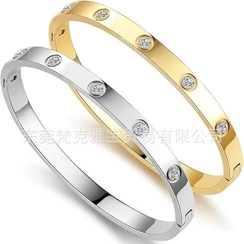 Cross-Border E-Commerce Hot-Selling Micro-Inlaid Zircon Starry Sky Titanium Steel Bracelet for Women, Light Luxury Trendy Internet Celebrity Non-Fading Hand Jewelry Cross-Border E-Commerce Hot-Selling Micro-Inlaid Zircon Starry Sky Titanium Steel Bracelet for Women, Light Luxury Trendy Internet Celebrity Non-Fading Hand Jewelry