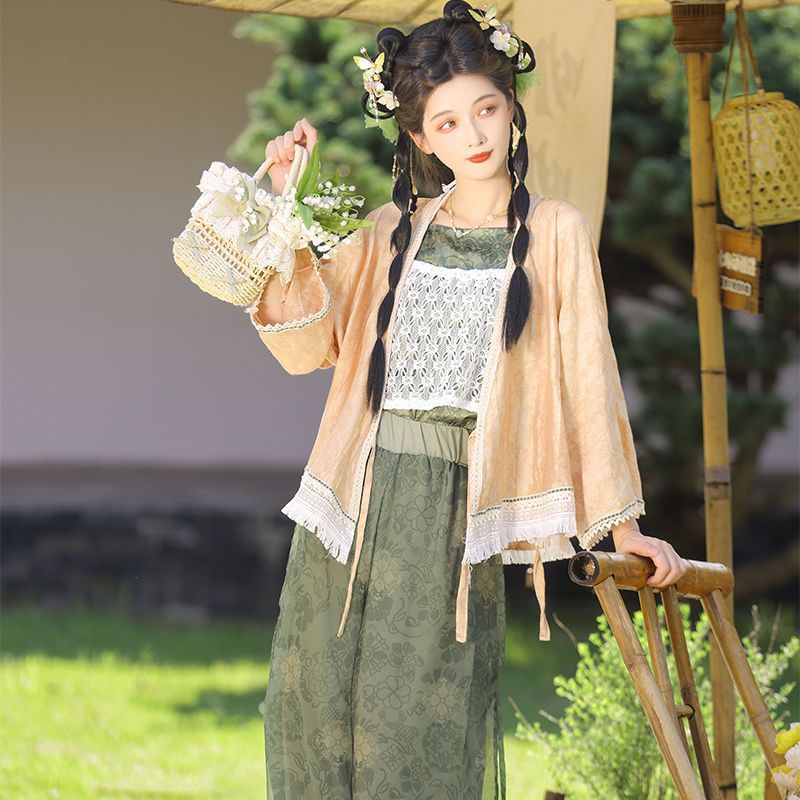 Original New Ancient Chinese Clothing Tang Back Round-neck Shirt Bloomers