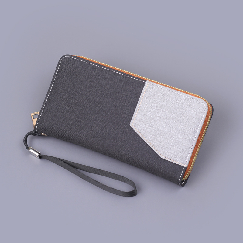 Bolso de mano de hombre, bolso de lona de hombre, bolso de teléfono móvil de hombre, correa de muñeca de color antiguo, bolso de cremallera de hombre largo