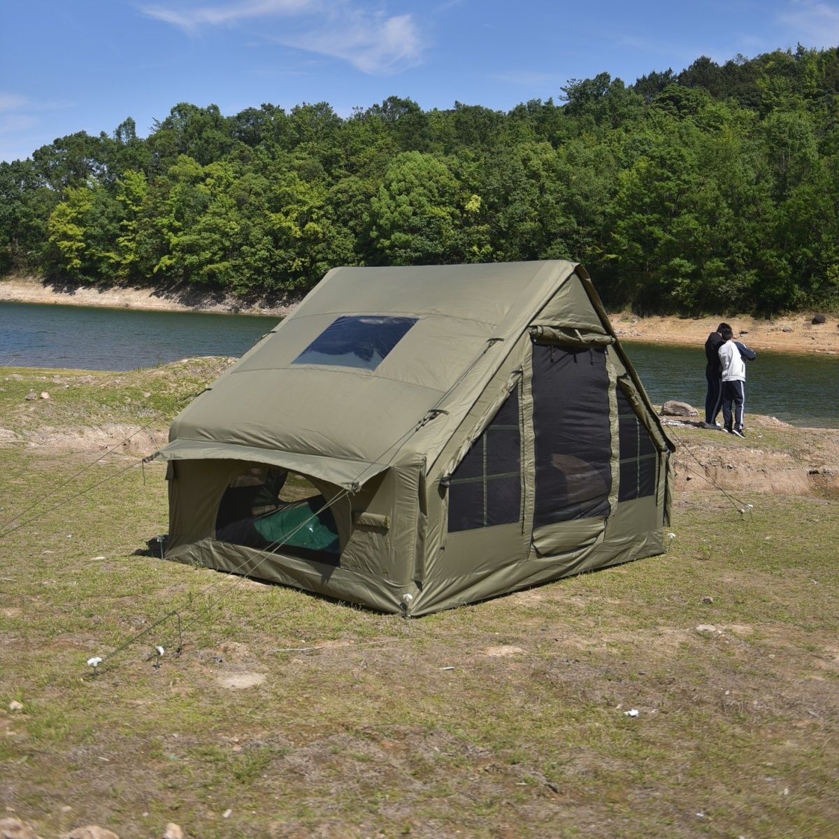 Inflatable tent for outdoor overnight stays, 6.3 square meters, Oxford fabric tent, quick setup, rainproof and sunproof for camping, mountaineering, and hiking