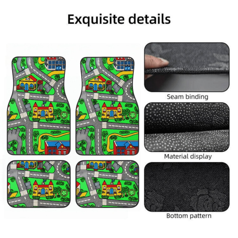 TEMU Vintage Nordic Style Car Floor Mat Carpet Four-Piece Set, Dirt-Resistant Floor Mat, Amazon TEMU Floor Mat Wholesale