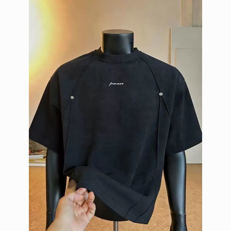 2026 American-Style Deconstructed Rivet Short-Sleeve T-Shirt for Men, Summer 2026 New Casual Loose Large-Size Half-Sleeve Top 2026 American-Style Deconstructed Rivet Short-Sleeve T-Shirt for Men, Summer 2026 New Casual Loose Large-Size Half-Sleeve Top
