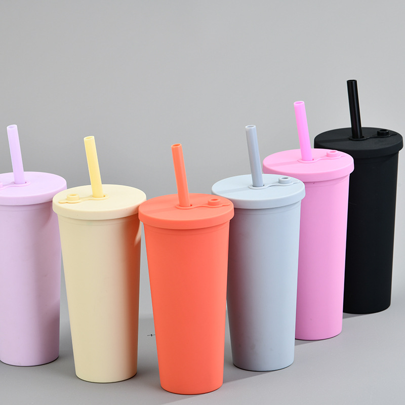 Double-layer Plastic Big Hole Straw Cup With Milk Tea Cup Water Cup display picture 5