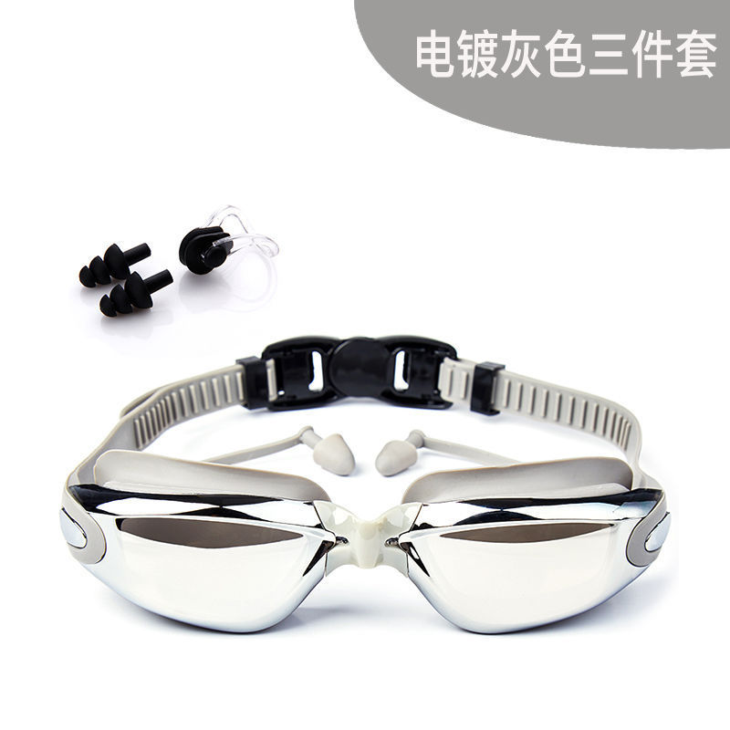 Gafas de natación para hombres de alta definición, gafas de natación anti-neblame para adultos, niños y niñas con tapones de auriculares, gafas de natación de marco grande, cubierta de sombrero