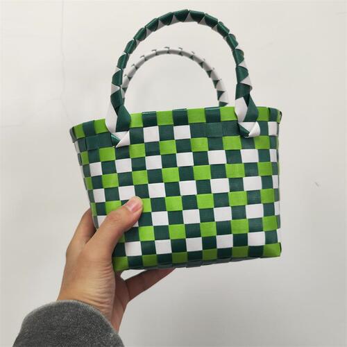 Red Book Street Food Basket Woven Bag Colorful Woven Basket Bag Handheld Basket Cartoon DIY Gift