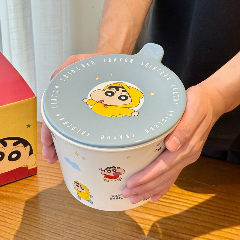 クレヨンしんちゃんセラミックインスタントラーメンボウルホーム新2025高価値カップル大スープヌードルボウル女性ギフトお土産|undefined
