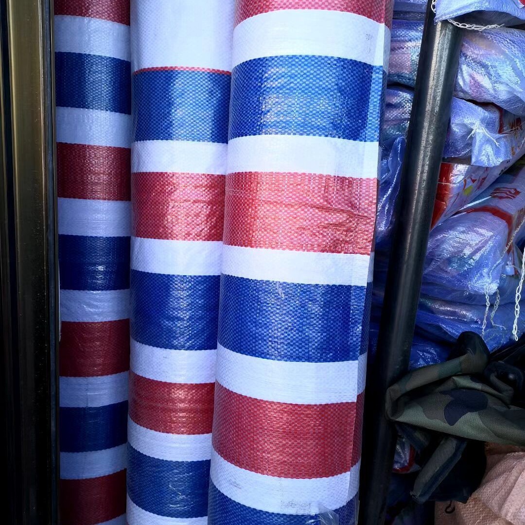 新疆销售单双覆膜加厚加重彩条布全新料聚乙烯盖布火车厢用彩条布