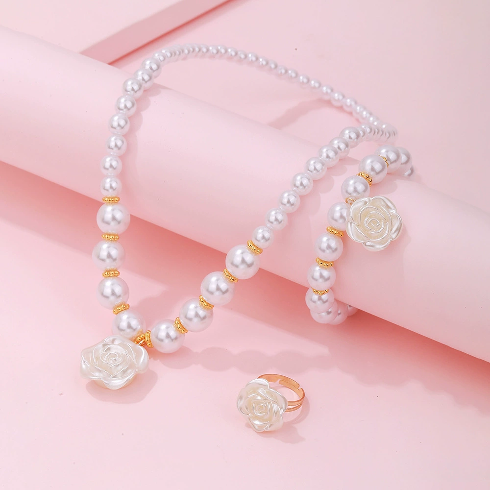Ожерелье из жемчуга, бисер bracelet ручной работы, чай в горах, кольцо, детский набор, аксессуар, (跨境 торговля), стиль Chanel, простой и элегантный дизайн