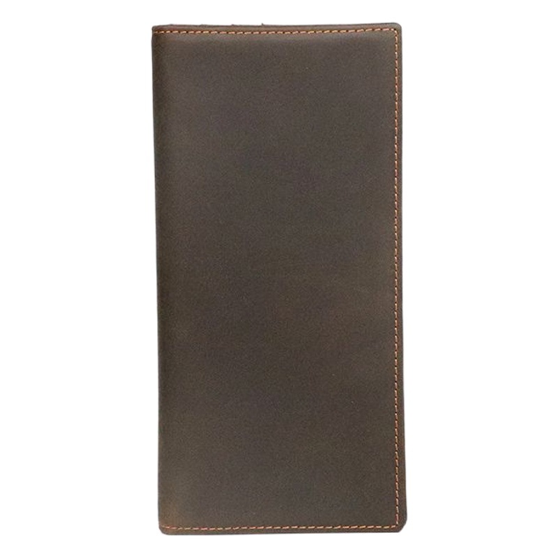 Venta al por mayor Crazy Horse cuero larga cartera de los hombres Cartera de cuero genuino bolsa de plata vintage negocio ampliado primera capa de piel de vaca cartera