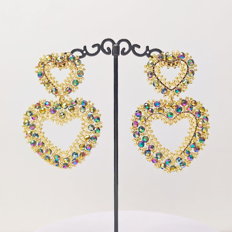 Drop Earrings Classification 1 Pair Quantity 1 Pair Simple Style Classic Style Heart Shape Glass Drop Earrings