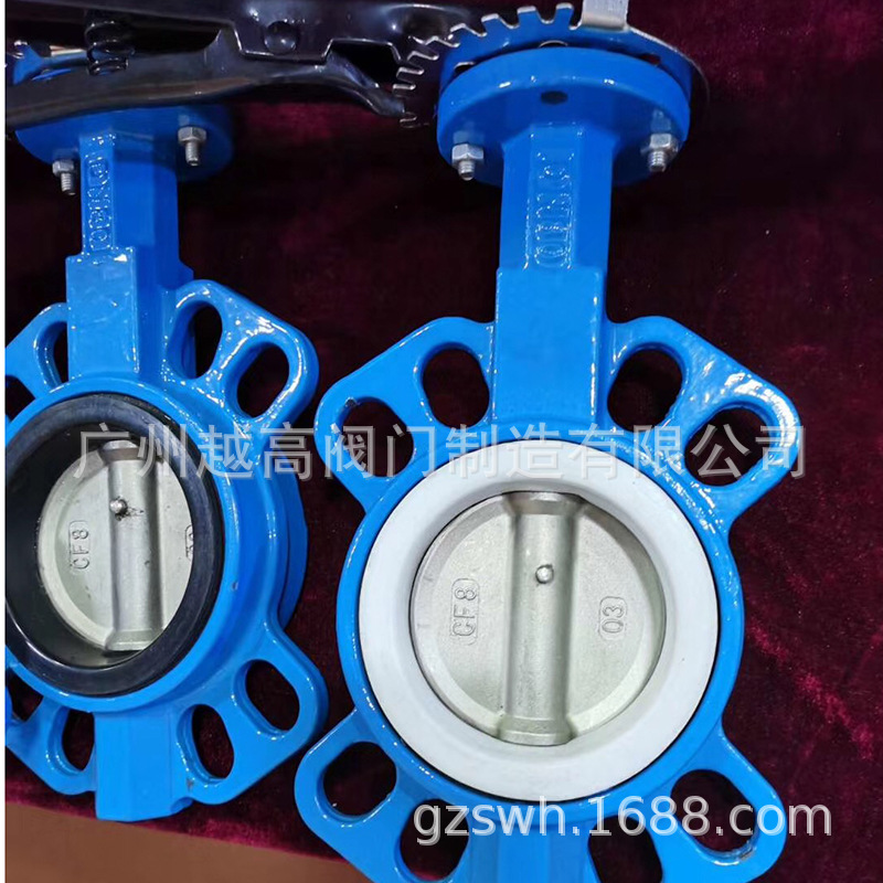 上海越高阀门厂供应 不锈钢硬密封碟阀  衬氟对夹软密封蝶阀