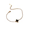 Double-sided bracelet stainless steel, golden chain, accessory, does not fade, four-leaf clover, pink gold, light luxury style