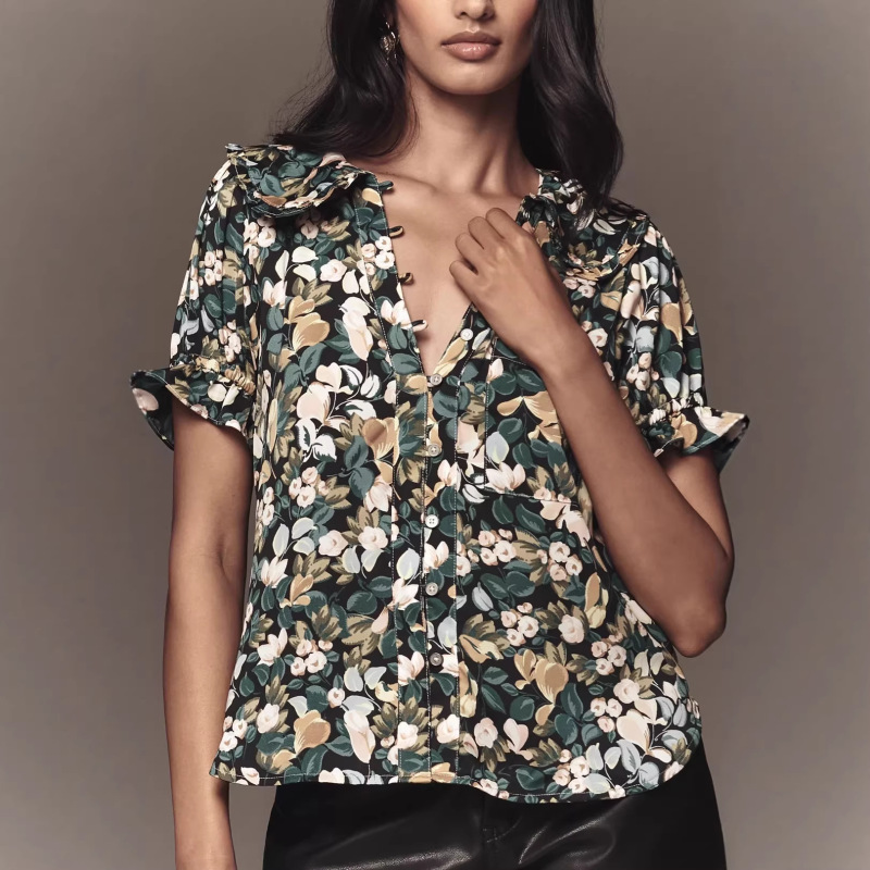 Cross-Border 2026 Summer New Style Casual Versatile Fashionable High-Quality Lightweight Short-Sleeve Doll Collar Women's Shirt