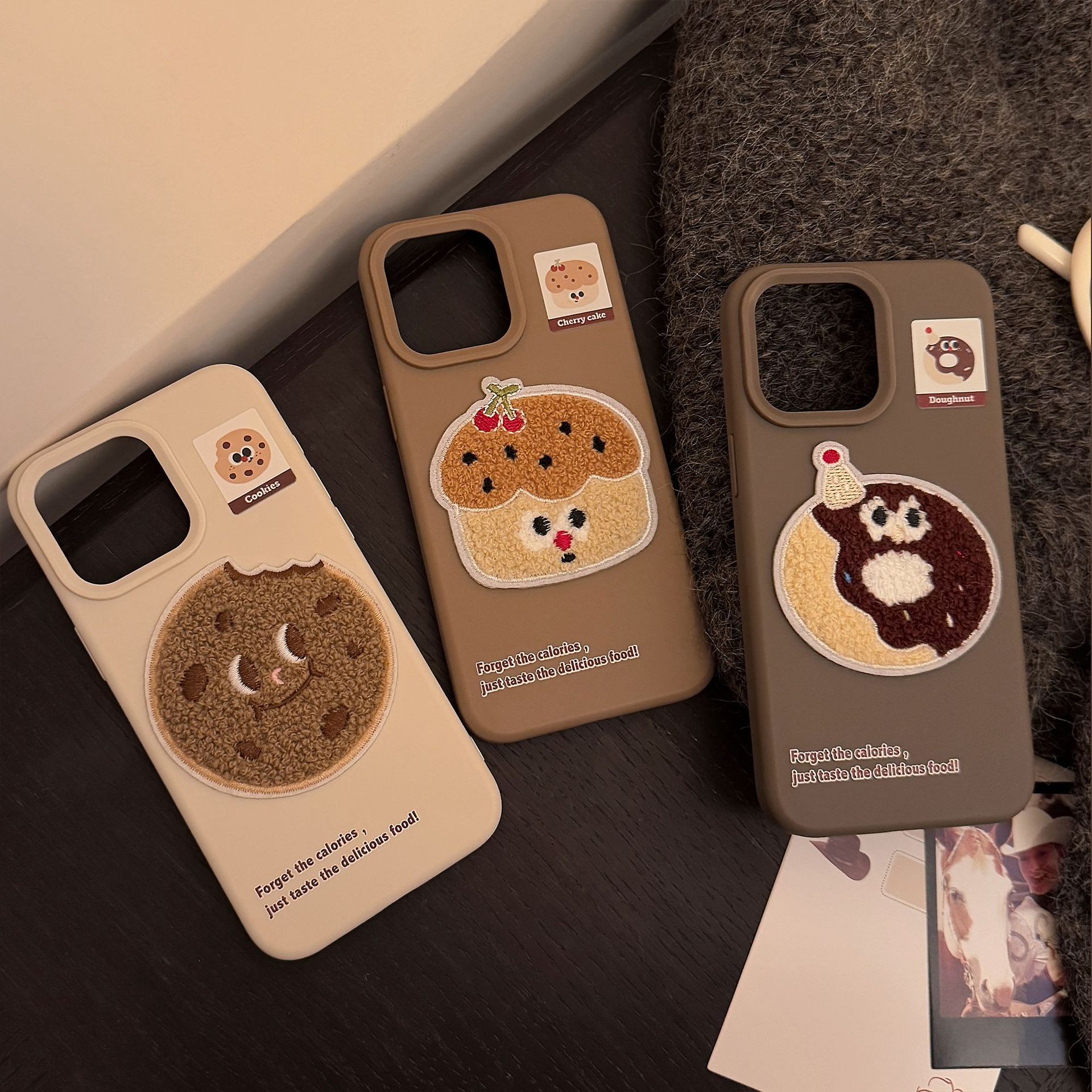 55g Weight iPhone Applicable Brands Phone Cases Classification tpu Material Donuts, French Fries, Cake Pattern Cute Style Embroidery Craft Tpu Donuts French Fries Cake Embroidery Cute Phone Cases Phone Accessories 6