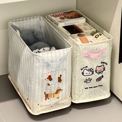 夹缝收纳筐杂物收纳蓝家用便携折叠带滑轮收纳置物整理箱脏衣篓蓝