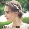 Hair accessory for bride, hairgrip, metal crystal from pearl handmade, European style