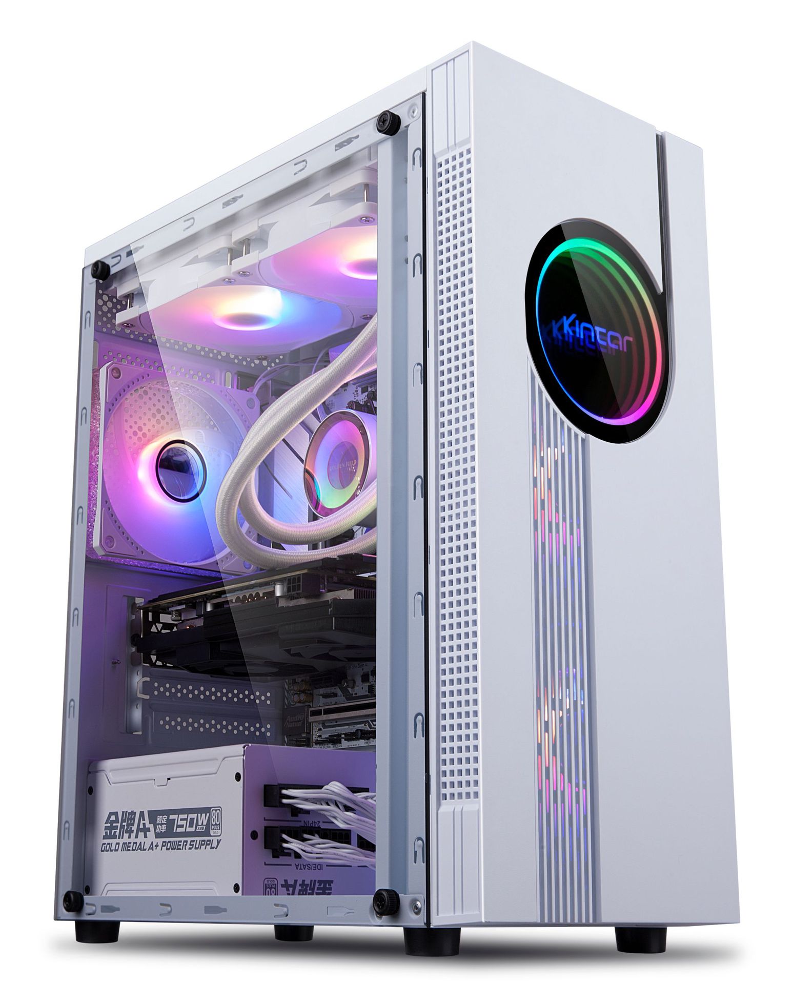 Cross-border desktop PC computer host Shell panoramic side transparent tempered glass RGB e-sports game water-cooled chassis