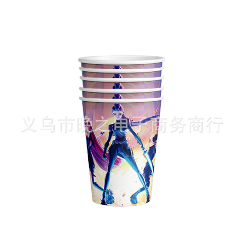 现货猎魔女团主题派对装饰餐具套装纸盘纸杯纸巾桌布刀叉勺布置|undefined