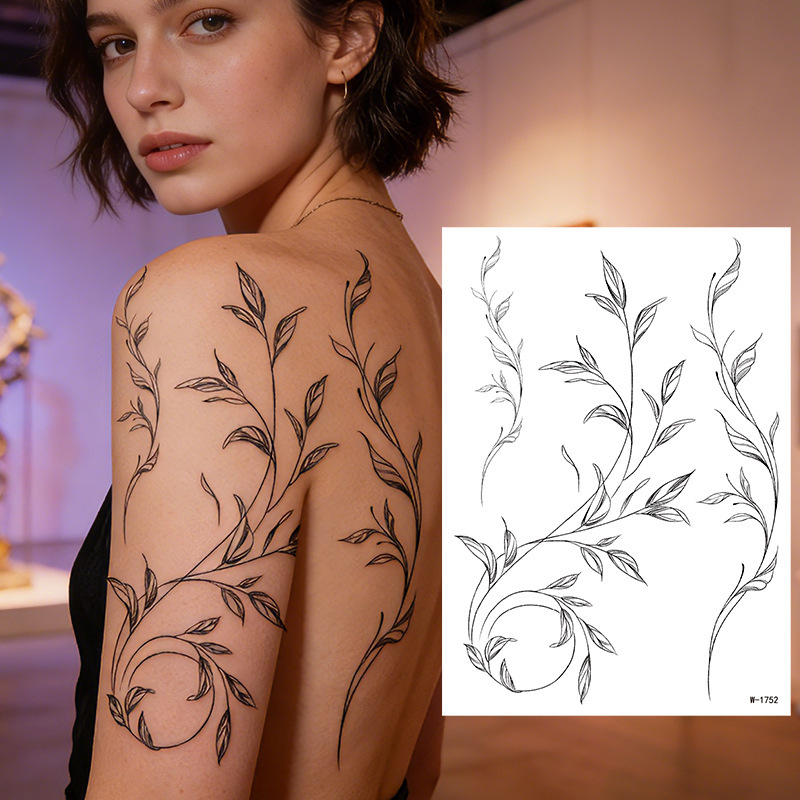 Cross-Border Plain Flower Tattoo Stickers Waterproof Disposable Temporary Tattoos for Men and Women Ins Style Fresh 3D Realistic Plant Flower Arm Tattoo