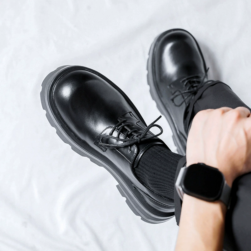 Кожаные туфли Мужское Деловое платье с большой головой Высококачественные туфли в британском стиле с толстой подошвой, завышенные свадебные туфли для дерби для жениха 8133-R