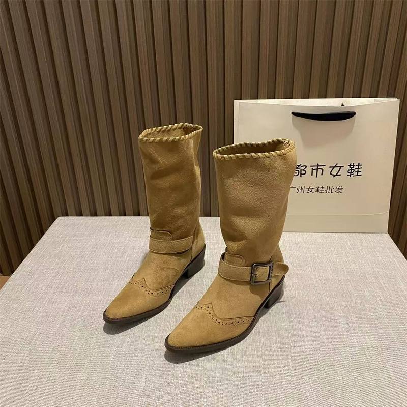 尖头欧美短靴女新款2025秋冬女靴子时装跟高8cm瘦瘦靴小众设计|undefined