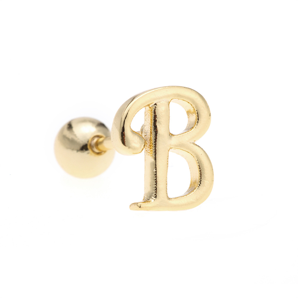 Simple Art Body 26 Letter Gold Color-preserving Glossy Earrings display picture 28