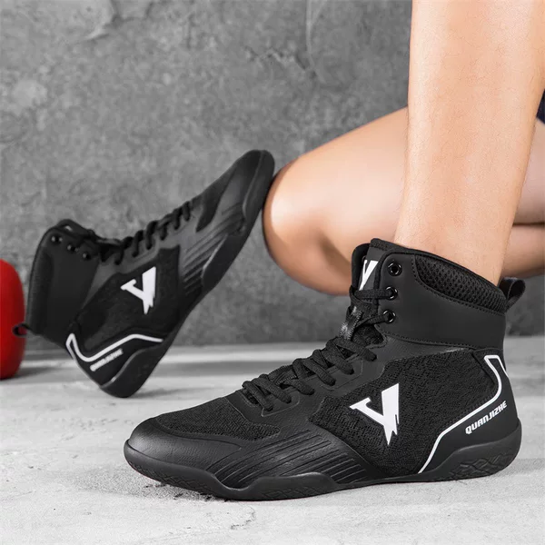 Boxing Shoes for Men, High-Top Fighting Competition Non-Slip Training Shoes, Wrestling Shoes, Fitness Boots, Muay Thai Fighting Shoes