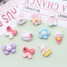 卡通可爱小粉兔草莓兔兔树脂美甲饰品DIY发夹发饰鞋扣手机壳