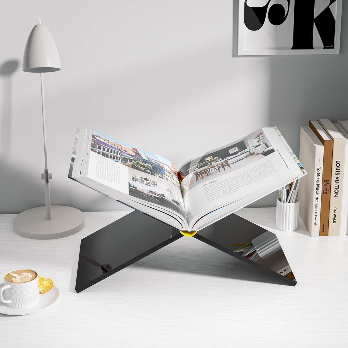 Acrylic Recipe Holder Kitchen Counter Cooking Book Stand Transparent Cookbook Holder Multifunctional Display Stand Desktop Decor