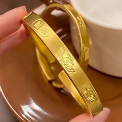 莲花开运大吉手镯古法传承开口ins手环女款气质复古轻奢手镯批发