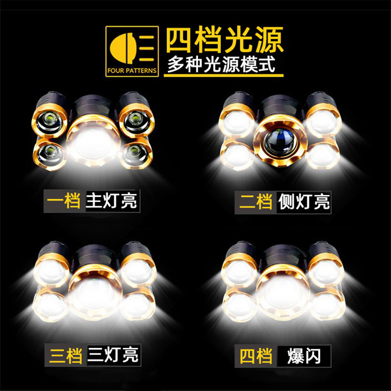 Nueva luz fuerte al aire libre USB recargable faro de pesca nocturna faro de largo alcance montado en la cabeza lámpara de minero de emergencia led