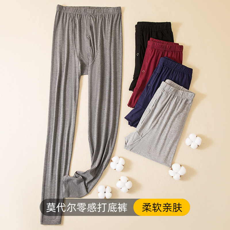 Modal de los hombres de largo Johns delgada transpirable de mediana edad más tamaño pantalones de pijama de verano calzoncillos de cintura alta casual pantalones de Casa de los hombres