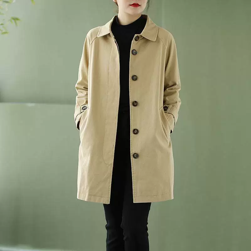 Длинное осеннее trench coat, пальто, mid-length, корейский стиль, плюс размер, оверсайз