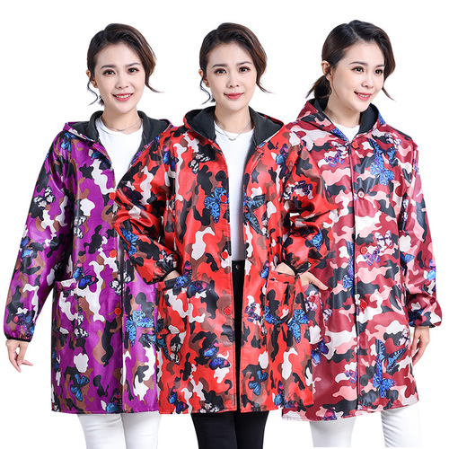 Waterproof and Stain-Resistant Adult Unisex Overalls Apron Camouflage Fleece Lined Thick Long-Sleeve Autumn/Winter Kitchen Work Uniform Jacket