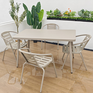 Outdoor Tables and Chairs Courtyard Outdoor Leisure Open-air Terrace Outside Carbon Steel Dining Table Balcony Long Table Rectangular Stainless Steel