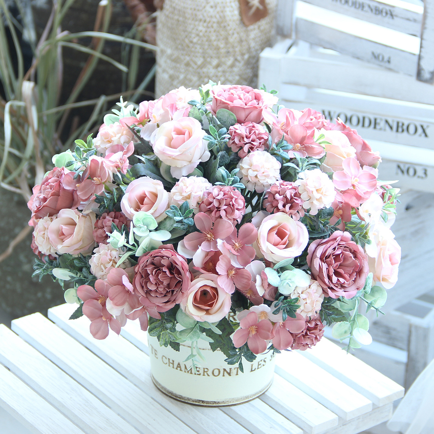 Simulated Peony Flower Bouquet Hydrangea Rose Bionic Flower Wedding Home Photography Decoration Decorative Floral Fake Flower Bouquet
