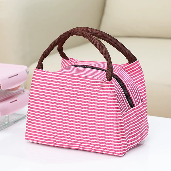 TA09 Striped Lunch Bag-Rose Red