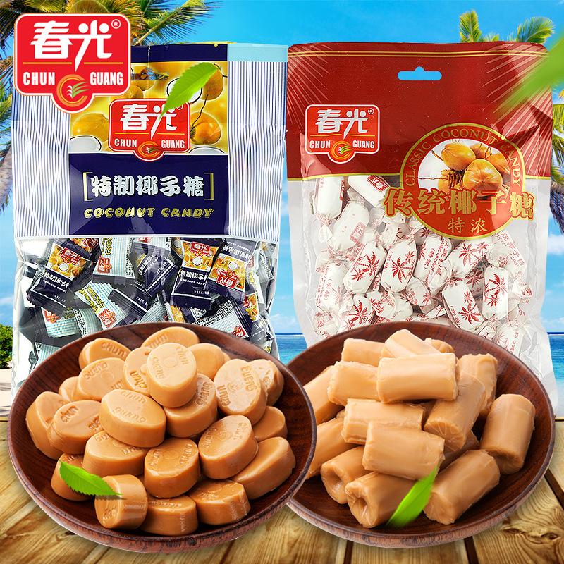 春光特制椰子糖120g传统特浓椰子糖椰子味海南特产糖果零食