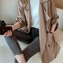 春装2024新款韩版大码胖MM风衣女中长款小个子薄款流行大衣外套潮