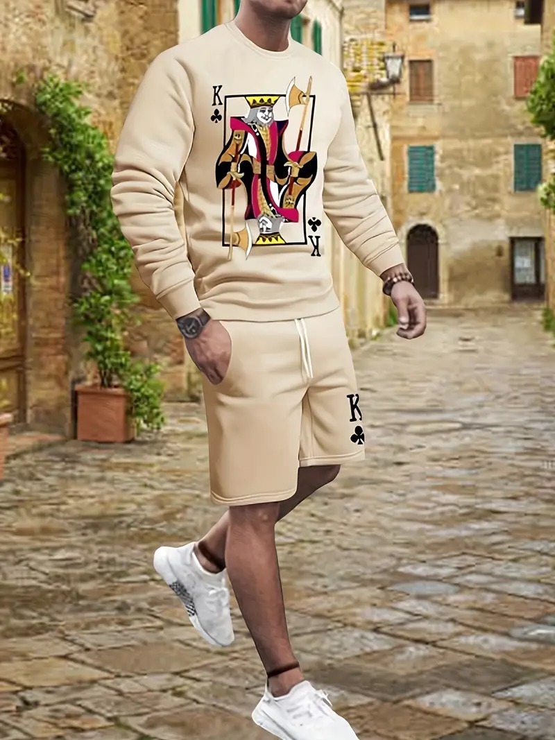 Pantalones cortos de suéter de manga larga de otoño para hombre 2024 nuevo traje casual suelto exterior ME1 ML4