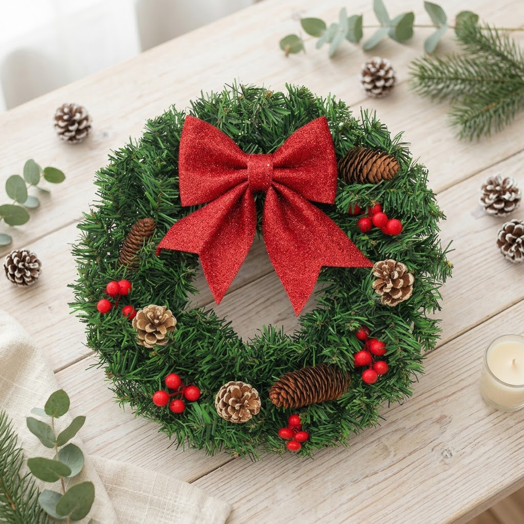 2026 nueva guirlanda de Navidad transfronteriza caliente explosión de decoración de vacaciones guirlanda de flores simulación de pino puerta colgante guirlanda de flores