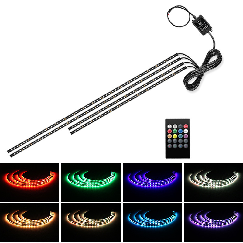 5050 automóvil LED chasis de automóvil luces decorativas un remolque cuatro luces de atmósfera de música colorida RGB image 4