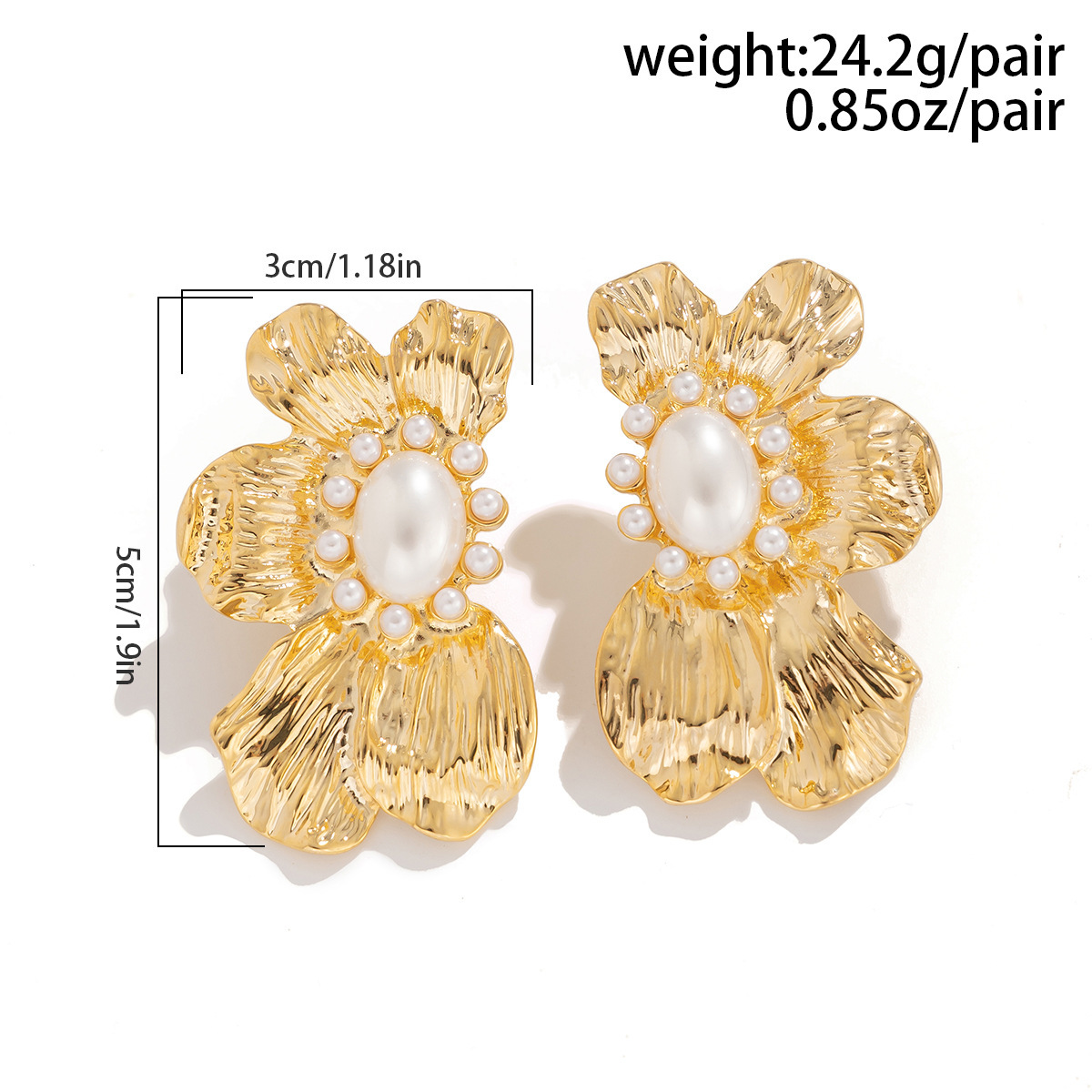 13g Weight Alloy Ear Needle Material Ear Studs Classification 1 Pair Quantity Date, Tea Party Occasion Alloy Material Flower Pattern Women's Gender Plating Design Exaggerated Style 1 Pair Exaggerated Flower Plating Alloy Ear Studs 9