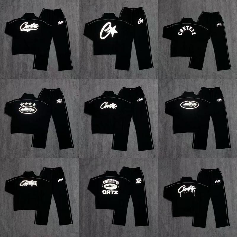 American-Style Reflective Cortiez Jacket Printed Jacket Stand-Up Collar Suit Zipper Casual Pants Alcatraz Hooded Jacket