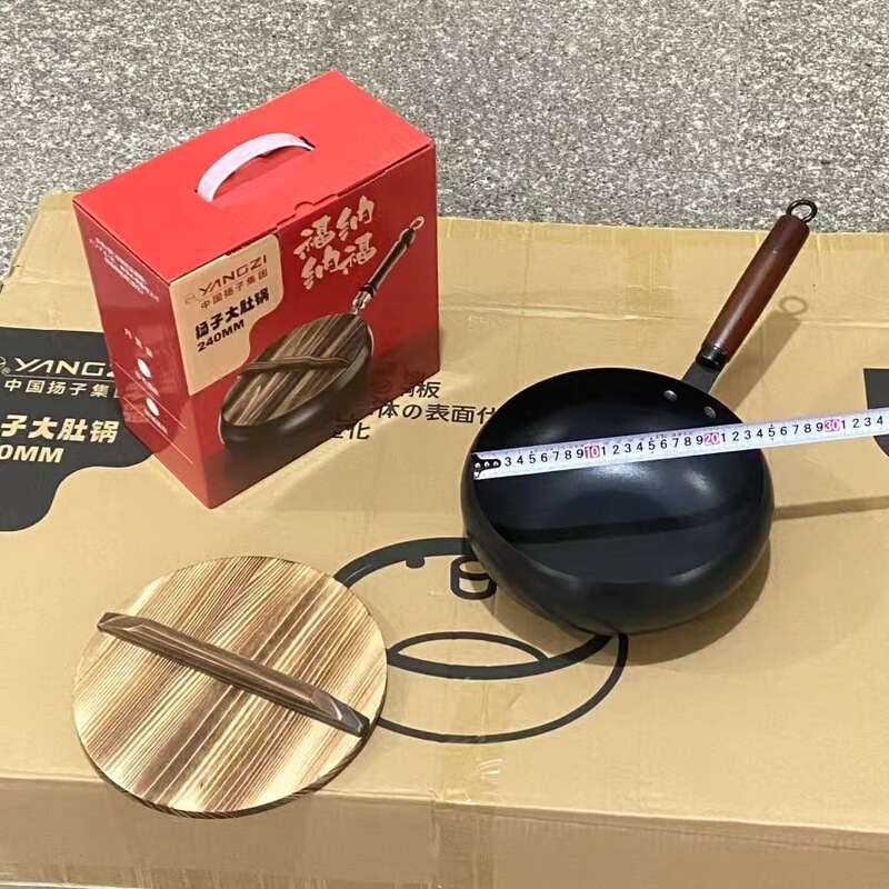 揚子大腹鍋家庭用手鍛造張秋鉄鍋平底コーティングされていないノンスティック中華鍋|undefined