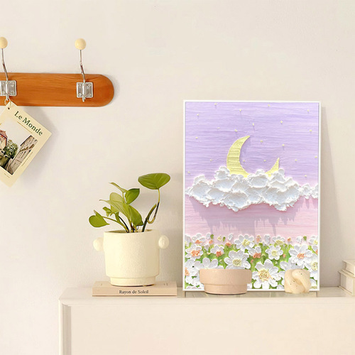 Texture painting diy material three-dimensional quartz sand acrylic digital oil painting pink beach handmade painting color painting wholesale