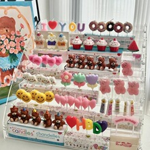 卡通生日蛋糕装饰蜡烛复古酥油灯小熊小花笑脸彩虹HBD插件ins风